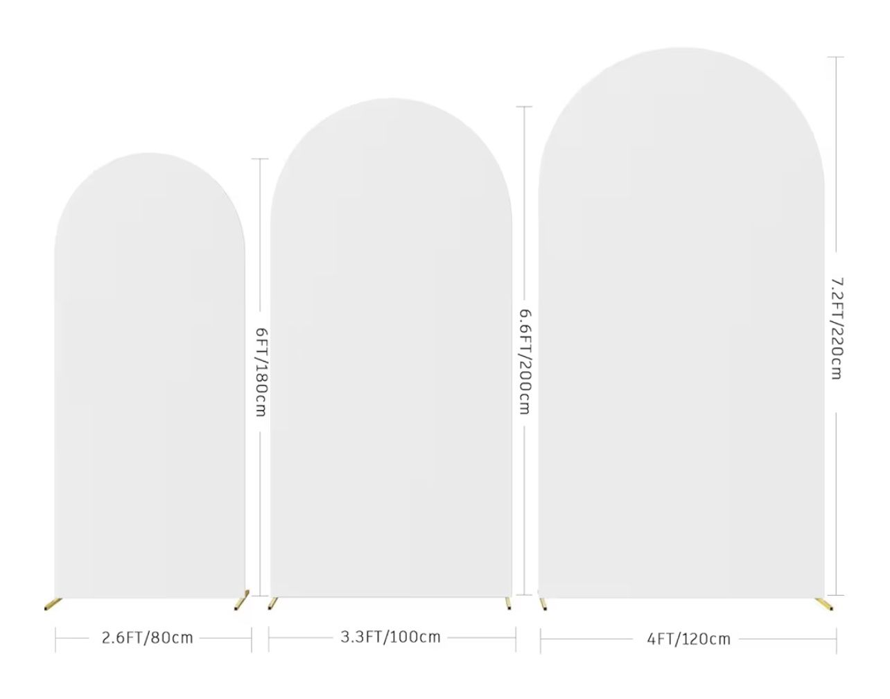 Metal Arch Stand Gold Wedding Backdrop Stand Set of 3 with white covers - Décor & Styling rental - in Vista, Ca