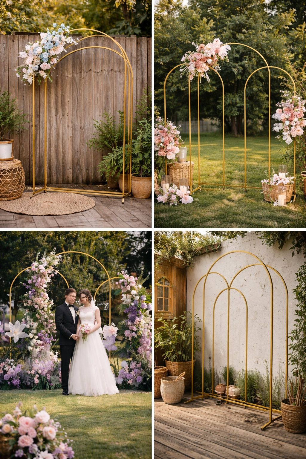 Metal Arch Stand Gold Wedding Backdrop Stand Set of 3  - Décor & Styling rental - in Vista, Ca
